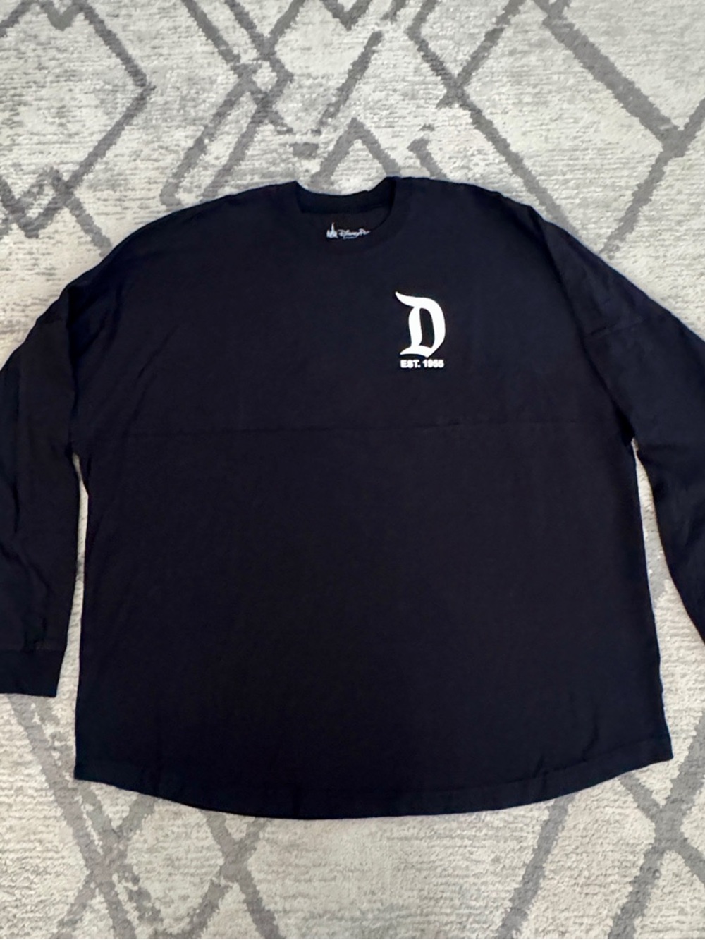 Disney Black Long Sleeve Crewneck Sweatshirt with White 'D' Logo